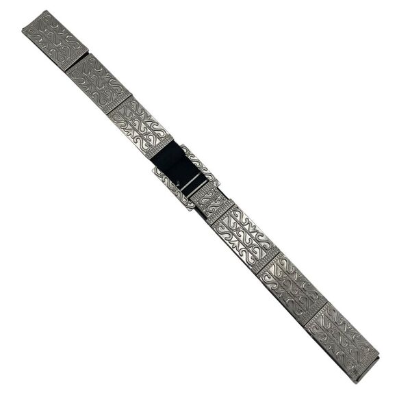 METAL LINKS STRETCHING Elastic BELT Silver Black - Picture 2 of 2